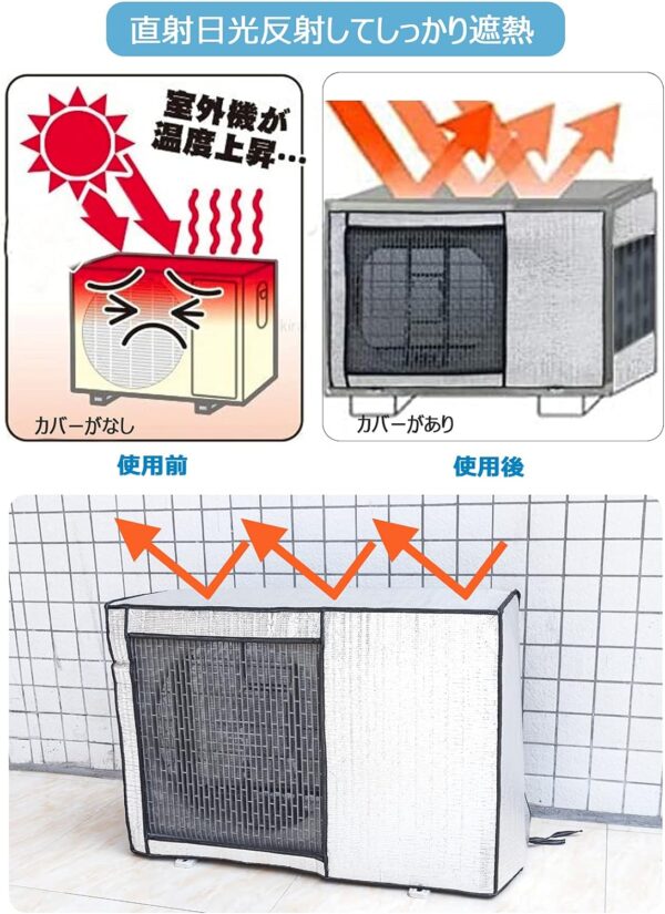 [TONGMO]エアコン室外機カバー【固定用ベルト付き 90*62*38cm】 - 画像 (8)